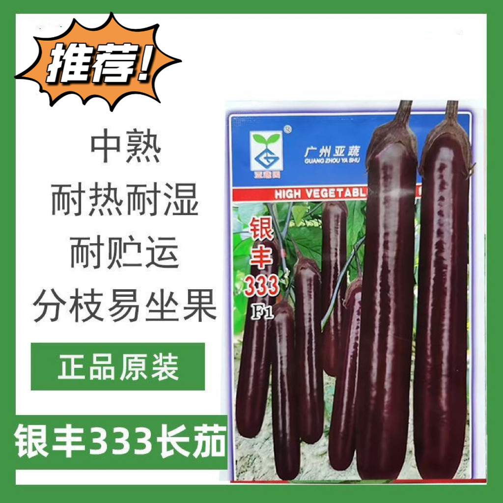 亚蔬 银丰333F1茄子种子粗长茄烧烤茄种耐热耐湿春夏秋冬季紫茄子