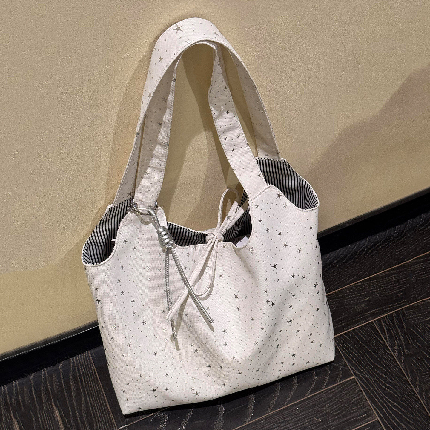 韩系ins风星空帆布包女慵懒风通勤大容量日常百搭休闲单肩托特包