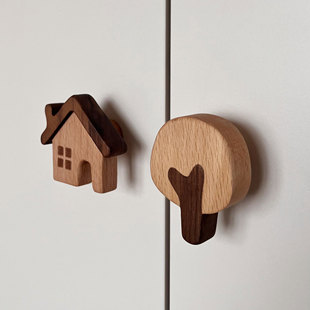 拉手儿童柜门拉手儿童房衣柜把手实木拉手抽屉橱柜门把手卧室手工