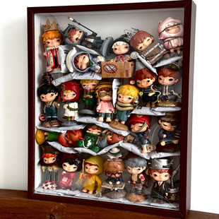 diy盲盒收纳相框松松罐叠立体手办展示框透明防尘公仔画框展示盒