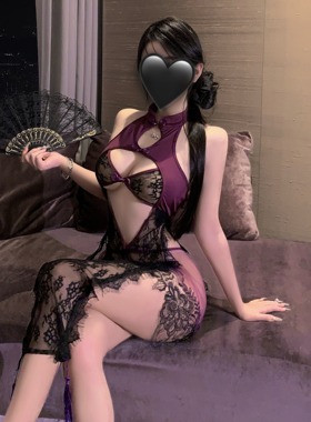 性感蕾丝睡衣情调床上情侣约会禁欲系旗袍紫色火辣高级感镂空睡裙