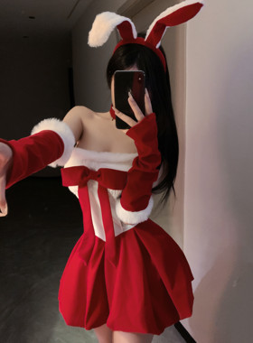 睡裙冬季大码红色圣诞节日氛围感抹胸可外穿性感纯欲约会甜美睡衣