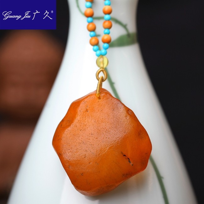 广久波罗的海天然蜜蜡吊坠一物一图琥珀原石原矿项坠挂件送17.74g