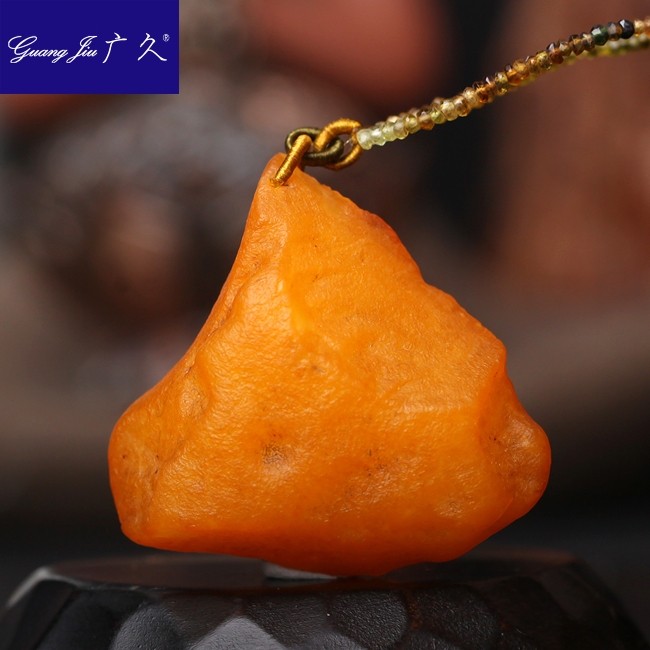 广久 波罗的海天然蜜蜡吊坠 原皮琥珀原石原矿项坠挂件送链16.54g