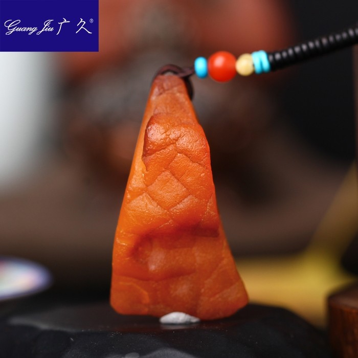 广久 波罗的海天然蜜蜡吊坠 原皮琥珀原石原矿项坠挂件送链14.56g