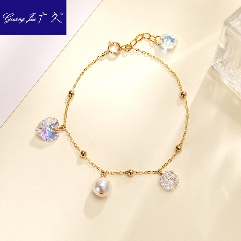 广久水晶手链blingbling手饰流苏爱心甜美气质简约细手串女XX814