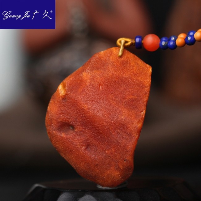 广久 波罗的海天然蜜蜡吊坠 原皮琥珀原石原矿项坠挂件送链18.08g