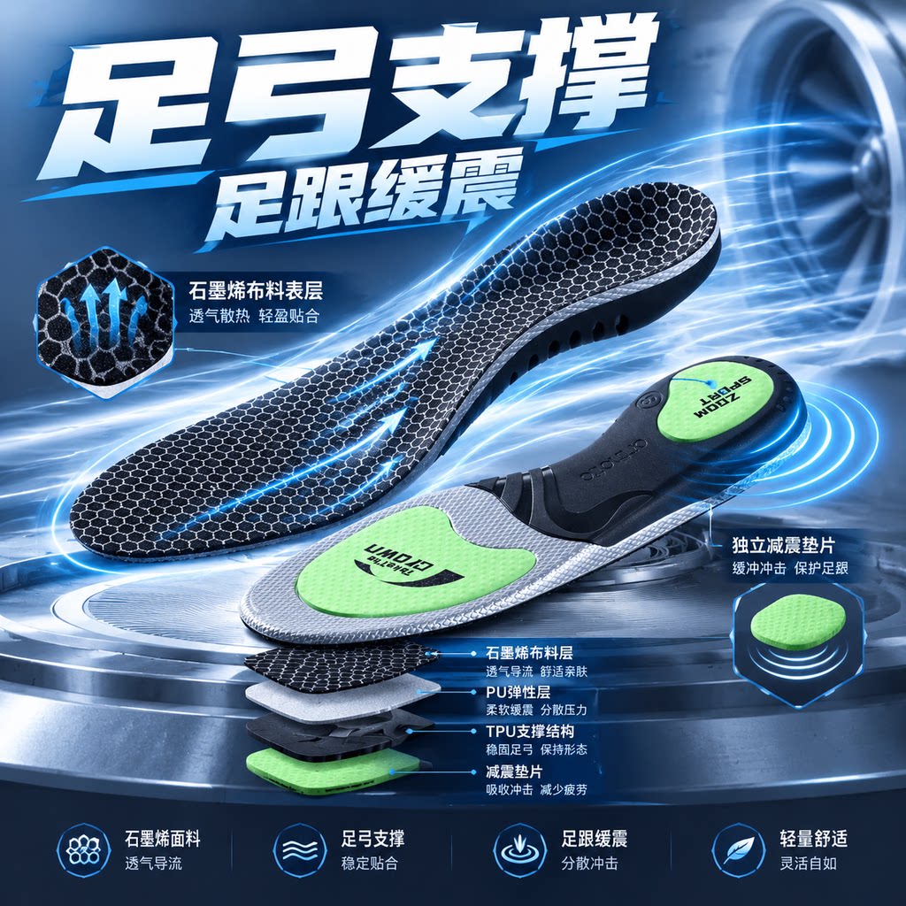 足弓支撑缓冲缓震鞋垫稳定运动