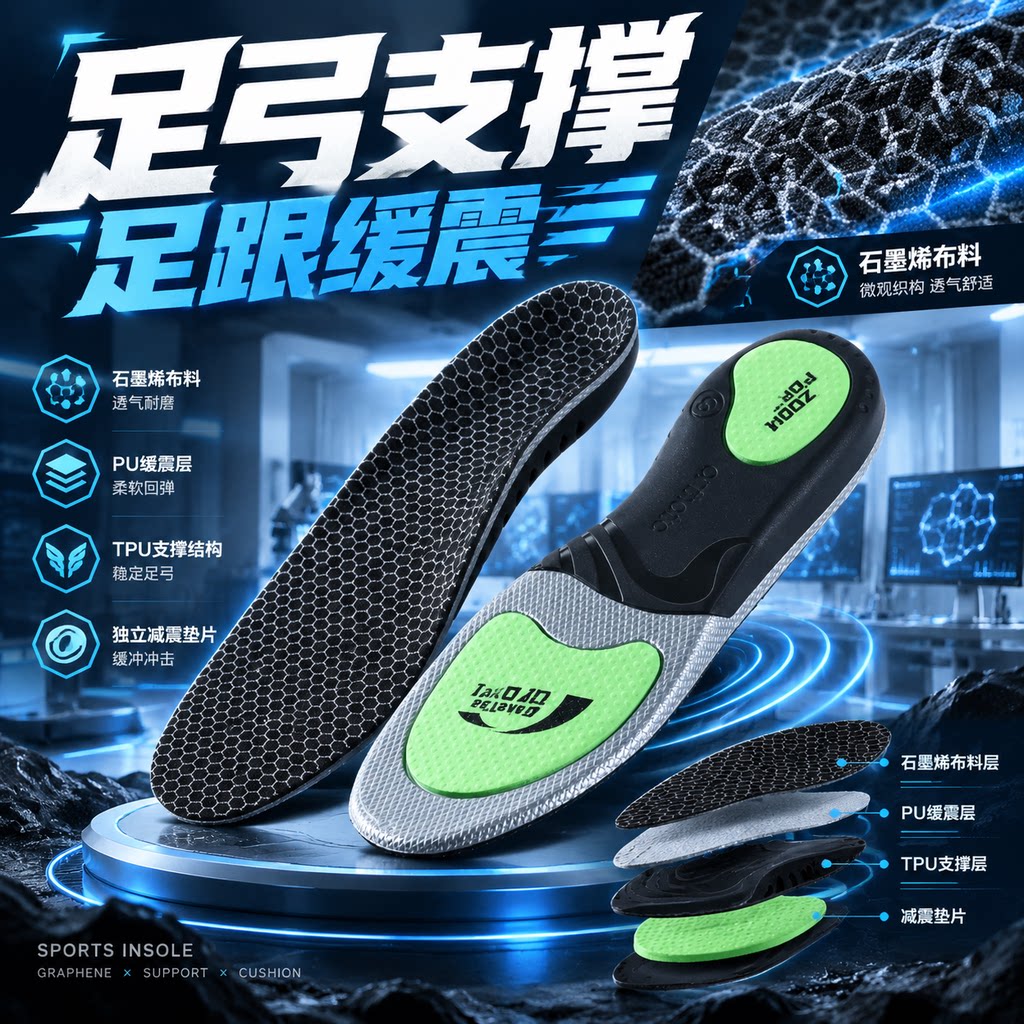 专业足弓支撑缓冲缓震鞋垫稳定