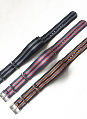 加厚尼龙帆布手表带适配欧米茄007指挥官海马300幽灵党 20mm腕带