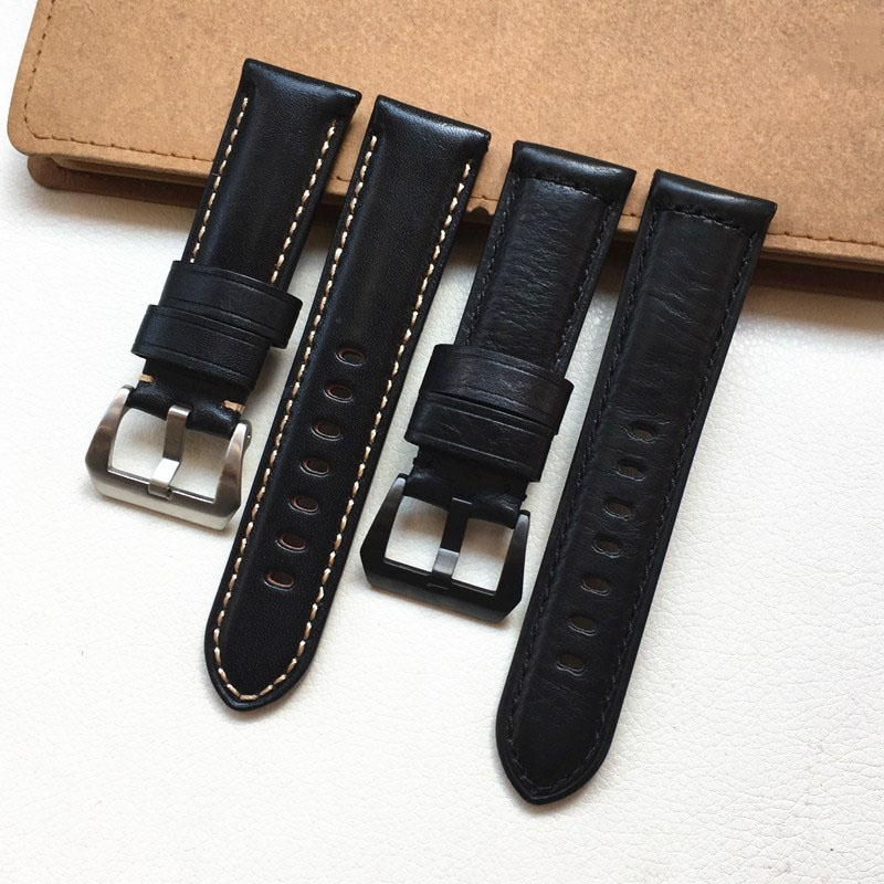 代用沛纳海柔软小牛皮真皮手表带男PAM111 441 386 黑色24mm 26mm