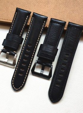 代用沛纳海柔软小牛皮真皮手表带男PAM111 441 386 黑色24mm 26mm