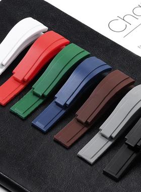 适配rolex劳力士游艇名仕黑绿水鬼迪通拿GMT日志橡胶硅胶手表带