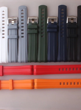 适用欧米茄新海马300系列手表带柔软橡胶腕带20mm军绿红橙灰白色