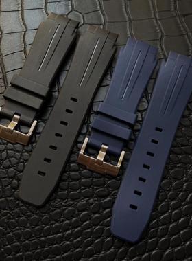 适配劳力士ROLEX鬼王DEEPSEA手表带防水硅胶橡胶腕带男黑蓝色21mm