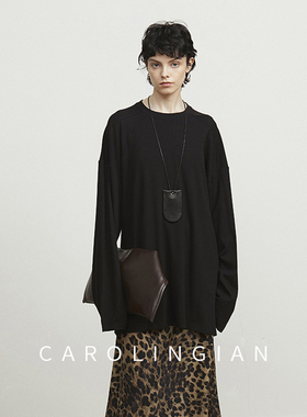 Carolingian極简ROW风！日本醋酸Modal舒垂后背分割廓形长袖T上衣