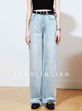 Carolingian意式松弛感！定织长绒棉牛仔裤 单宁牛仔直筒裤