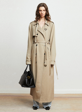 Carolingian重磅ROW风！定制高密Lyocell+棉松弛感超长风衣外套