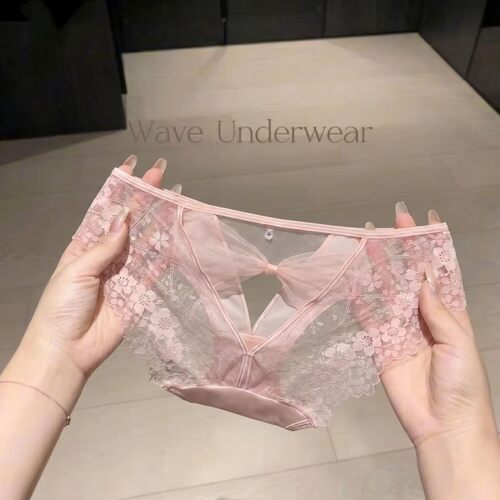 法式镂空蕾丝性感内裤女服夏季薄款纯欲透气低腰甜美蝴蝶结三角裤
