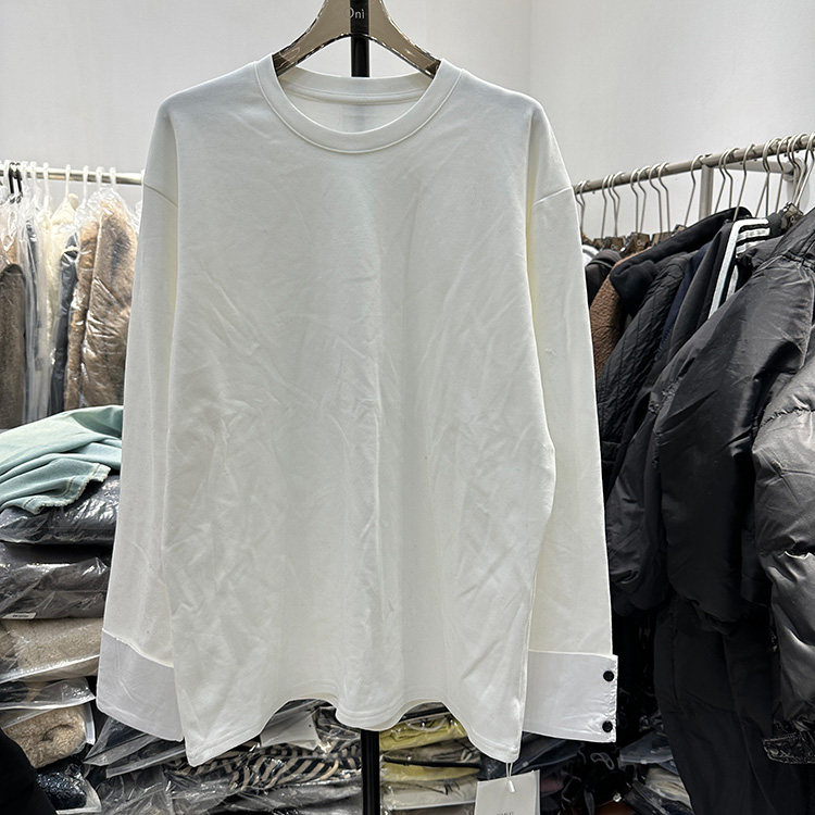 韩伊8509冬款圆领宽松长袖加绒T恤百搭休闲拼接纽扣袖女打底上衣