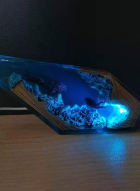 新款 Diver Shark Night Light潜水员创意蓝色灯座头鲸台灯