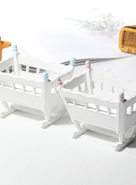 1:12娃娃屋dollhouse木质迷你家具模型食玩仿真手工微型摇篮摆件
