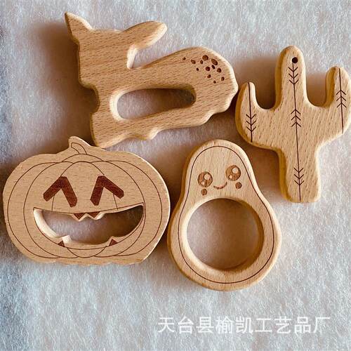 婴幼儿榉木动物磨牙棒咬牙胶木质牙胶婴儿磨牙玩具配件