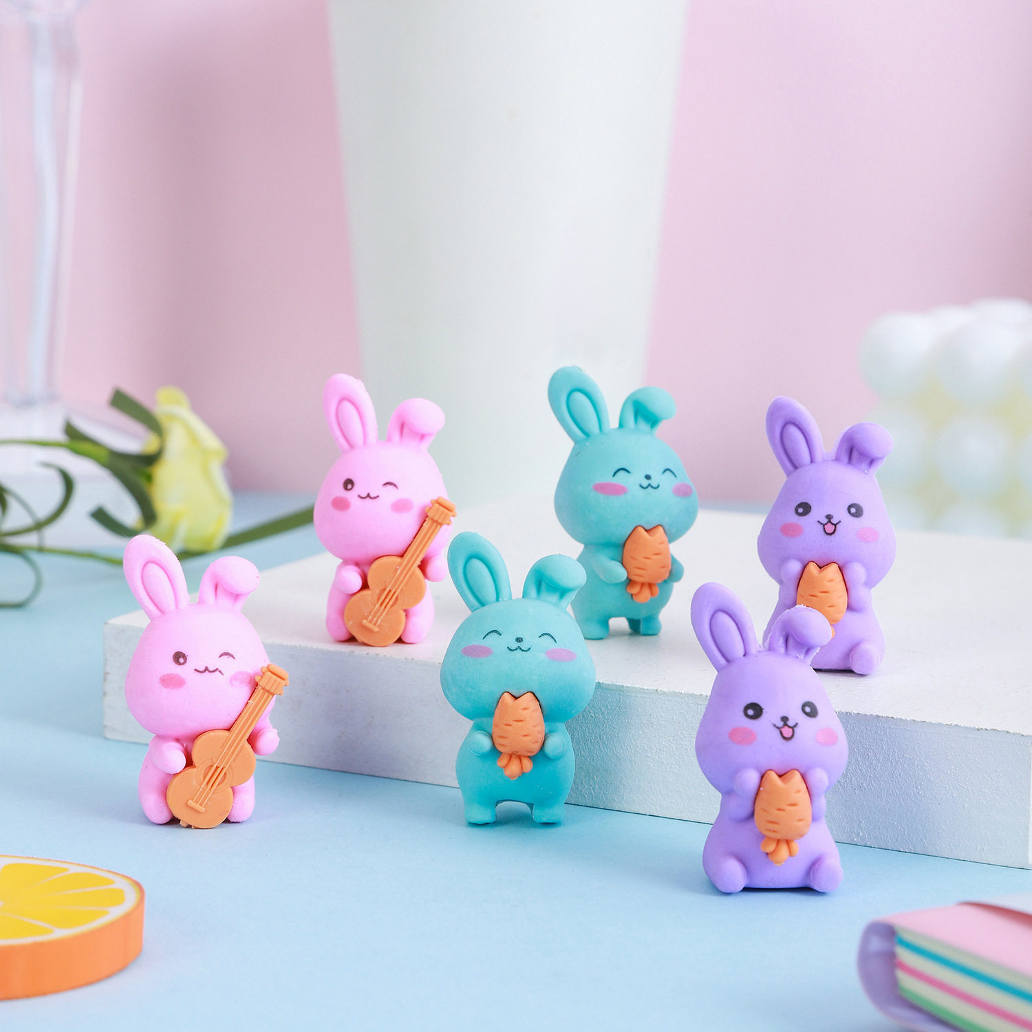 创意可爱卡通小兔子橡皮擦学生橡皮文具六一期末圣诞礼物奖品