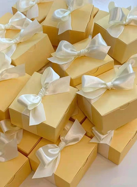 ins风韩式烘焙甜品小方盒玛德琳费南雪饼干小盒网红款暖黄色包装