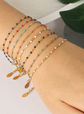 欧美新款不锈钢手链，8种颜色波西米亚风简约女士手链