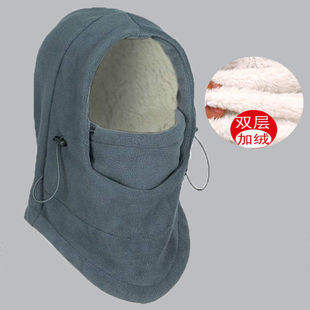 冬季户外加绒帽骑行防风帽抓绒头套CS帽子面罩加厚保暖滑雪帽口罩