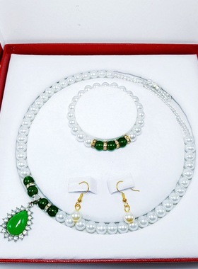 仿天然淡水珍珠项链妈妈链带玛瑙吊坠套链引流品现货