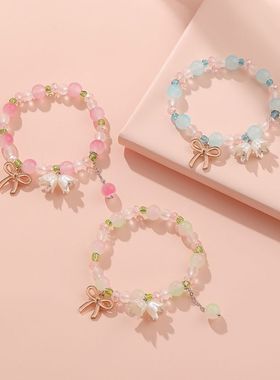2023新款超仙铃兰花手链女简约清新学生闺蜜生日礼物渐变色手串夏