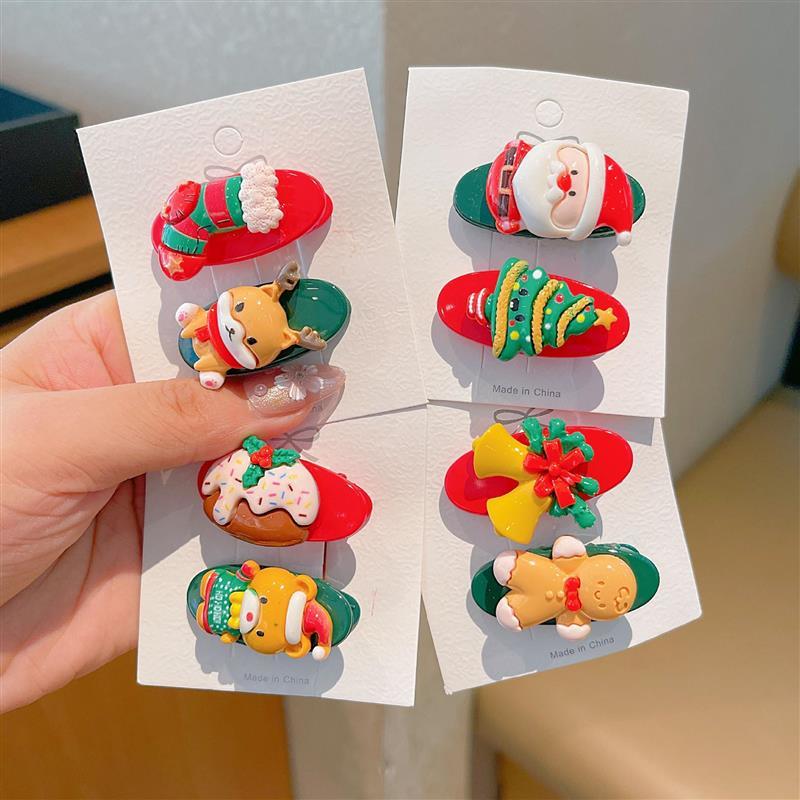 圣诞节礼物刘海发夹边夹装饰侧边发卡女2024新款鸭嘴夹子儿童头饰