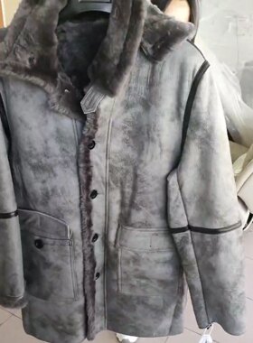 原生态皮毛一体冬季外套男士真皮大衣中长款皮草大衣加肥加大码