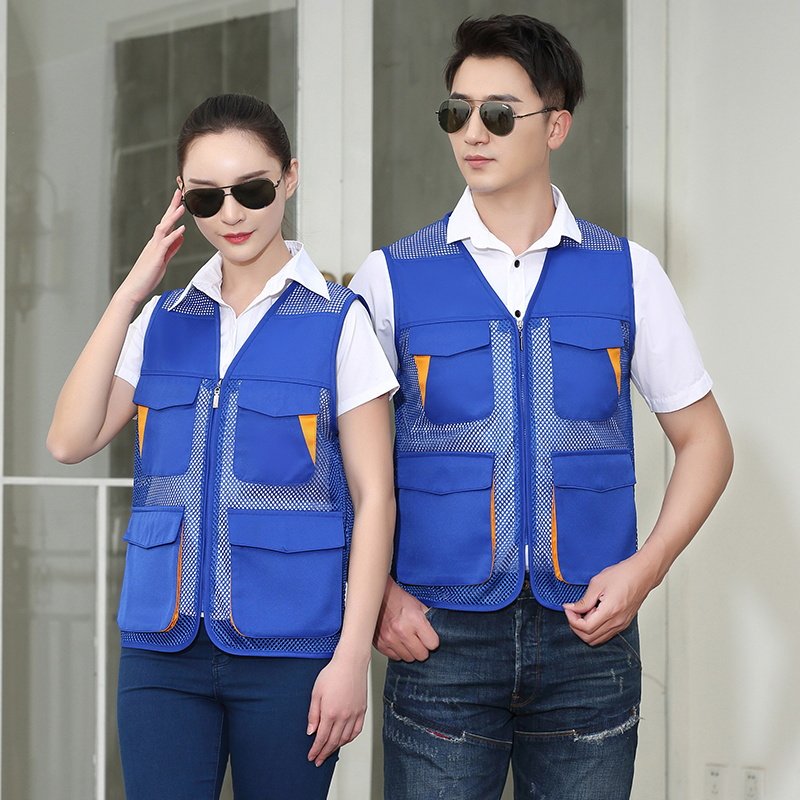 VOLUNTEER VEST CUSTOM BREATHABLE VOLUNTEER VEST MULTI-POCKET MESH PUBLICITY OVERALLS FISHING DIRECTOR PRINT LOGO
