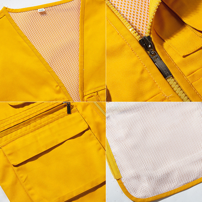 VOLUNTEER VEST CUSTOM PRINTING LOGO PHOTOGRAPHY GROUP OVERALLS VEST DIRECTOR REPORTER MULTI-POCKET HORSE CLIP CUSTOM