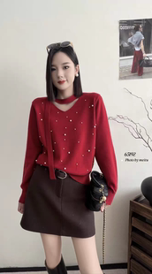 2025早秋新款韩版时尚V领针织衫女宽松显瘦百搭毛衣外套上衣