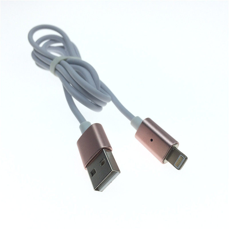 带磁性usb转平果充电线数据线适用iPhone5/5S/6手机连接线可拆头
