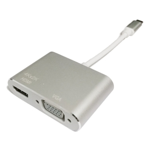 type-c转vga+hdmi清4KX2K转换线二合一usb 3.1笔记本转接线