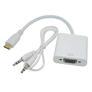数码相机c平板电脑MiniHDMI转VGA显示器电视投影仪转接线3.5音频