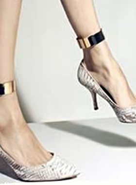 欧美走秀潮时尚夸张金属光面宽脚环朋克风脚链女配高跟鞋脚镯cuff