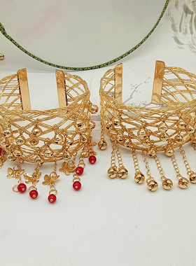 臂钏敦煌手臂配饰汉服古风飞天复古铃铛流苏蝴蝶宽沈漓同款臂环女