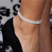 欧美时尚 脚镯配饰性感脚踝链 网红闪亮水钻爪链弹力脚链女 高跟鞋