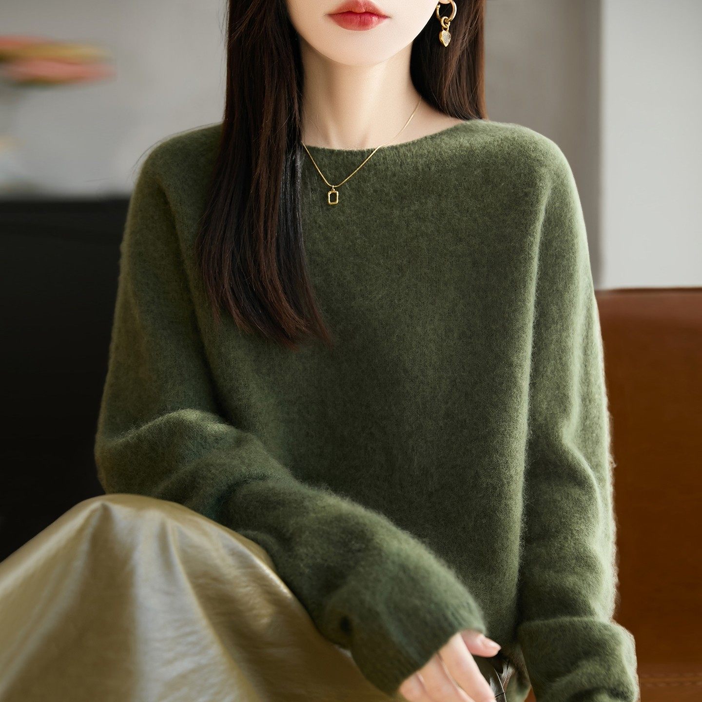 100纯羊毛拉毛针织打底衫女2025新款洋气大码女装上衣秋冬毛衣,女装/女士精品,毛针织衫,淘宝优惠券,粉丝福利购,淘宝优惠卷