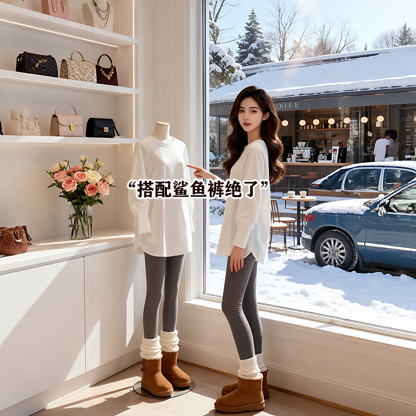 欧货加绒纯棉白色打底衫女内搭2025新款秋冬遮屁股长袖T恤上衣潮