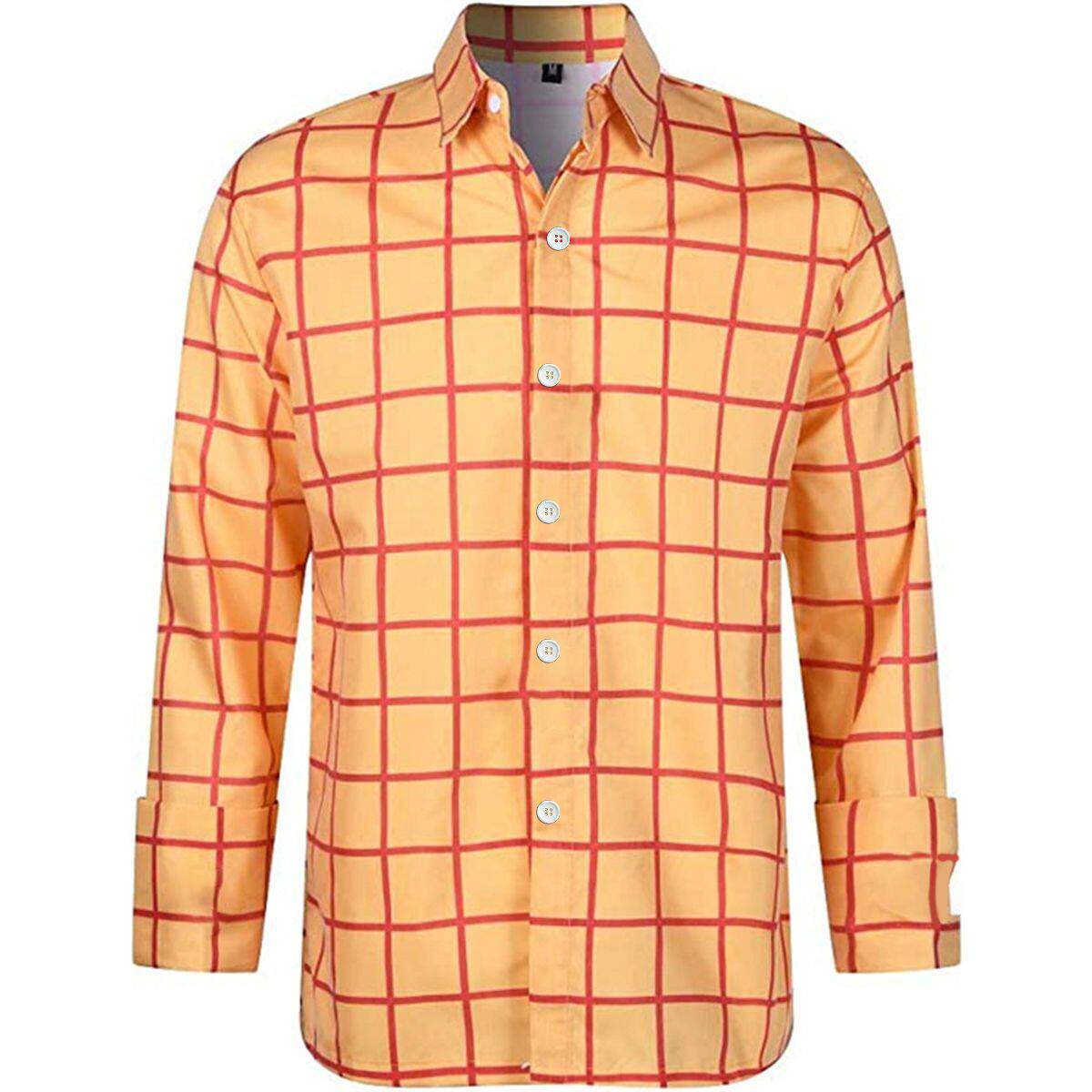 Men's Shirt 3D Plaid Print Long Sleeve Shirt Cartoon Overs