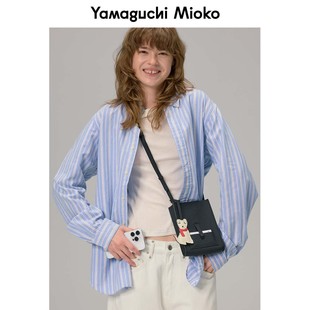 真皮荔枝皮通勤卡包斜挎迷你手机斜挎包 pup 山口美袋 Striped