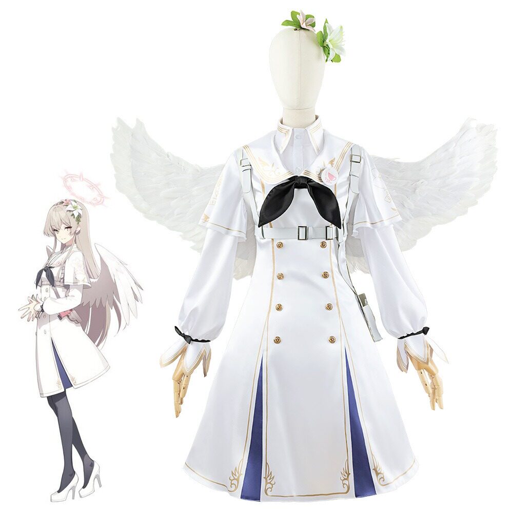 碧蓝档案蔚蓝桐藤渚cos白色连衣裙二次元动漫少女装漫展角色扮演