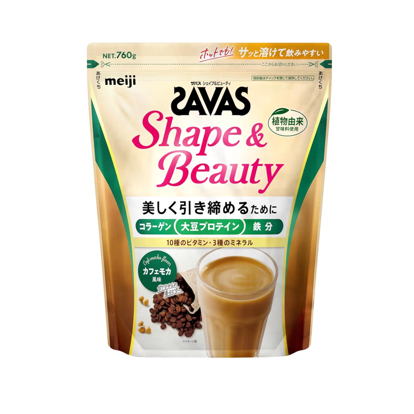 日本代购Meiji明治 SAVAS Shape&Beauty女士鱼胶原蛋白大豆蛋白粉